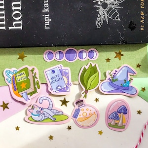 8 Pcs Plant Witch sticker pack / digital art illustration/Kawaii/stationary/journaling/cottagecore/bullet journal