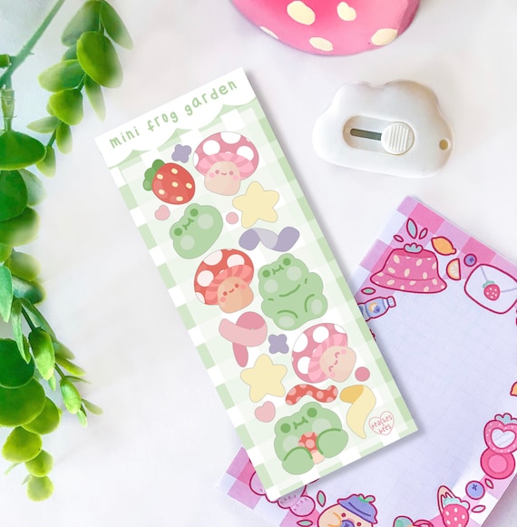 Strawberry Sticker Sheet, Kawaii Glossy Planner Stickers, Journal Stickers  