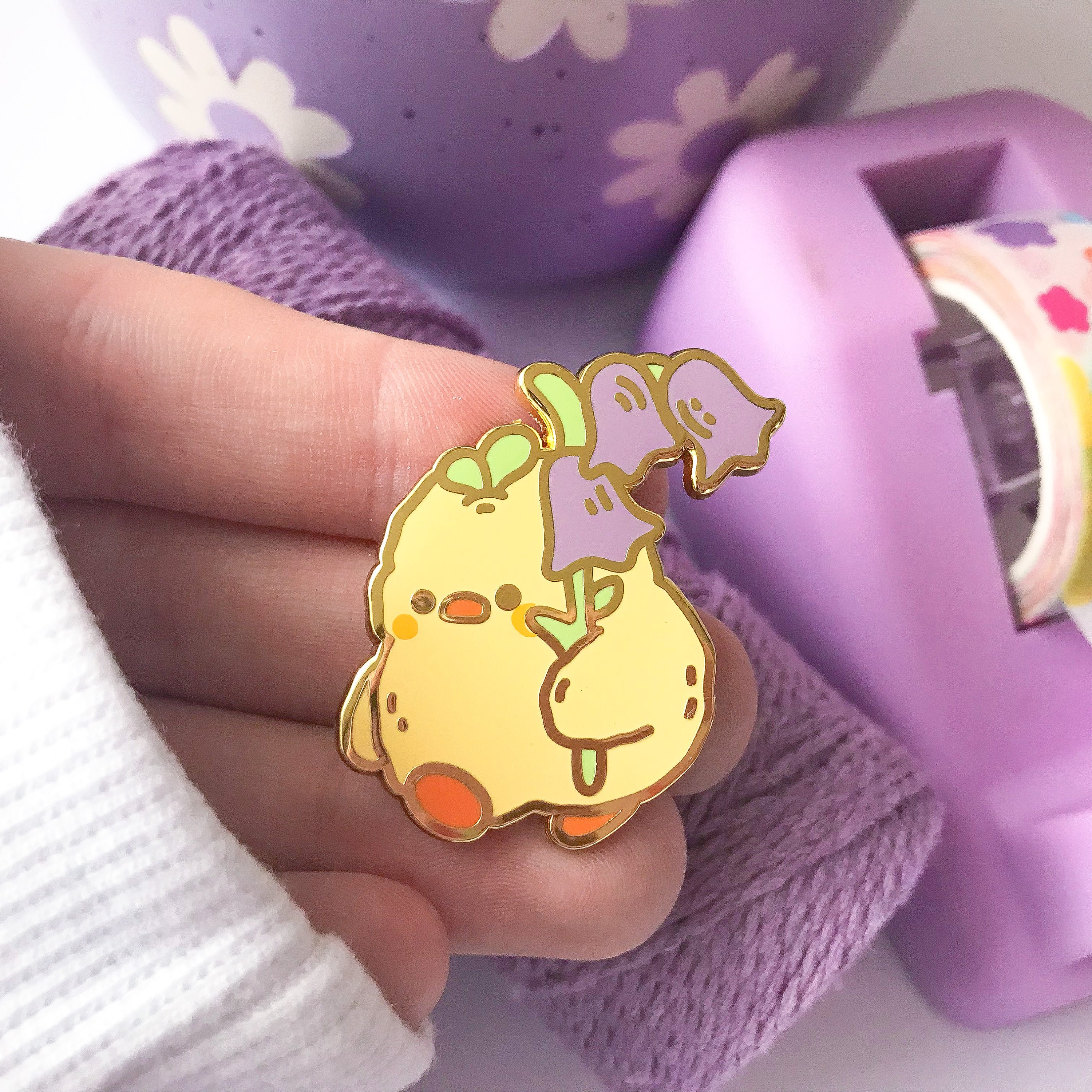 Floral Duck Enamel Pin/duck Pin/gold Enamel Pin/ Kawaii Cute Etsy UK