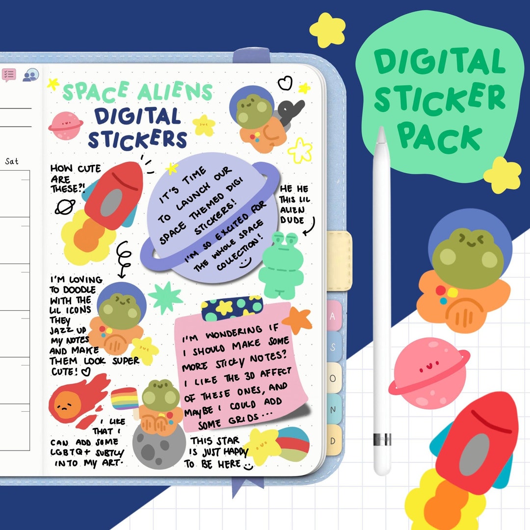 35pc Space Digital Stickers / Goodnotes Download Precropped PNG / Cute ...