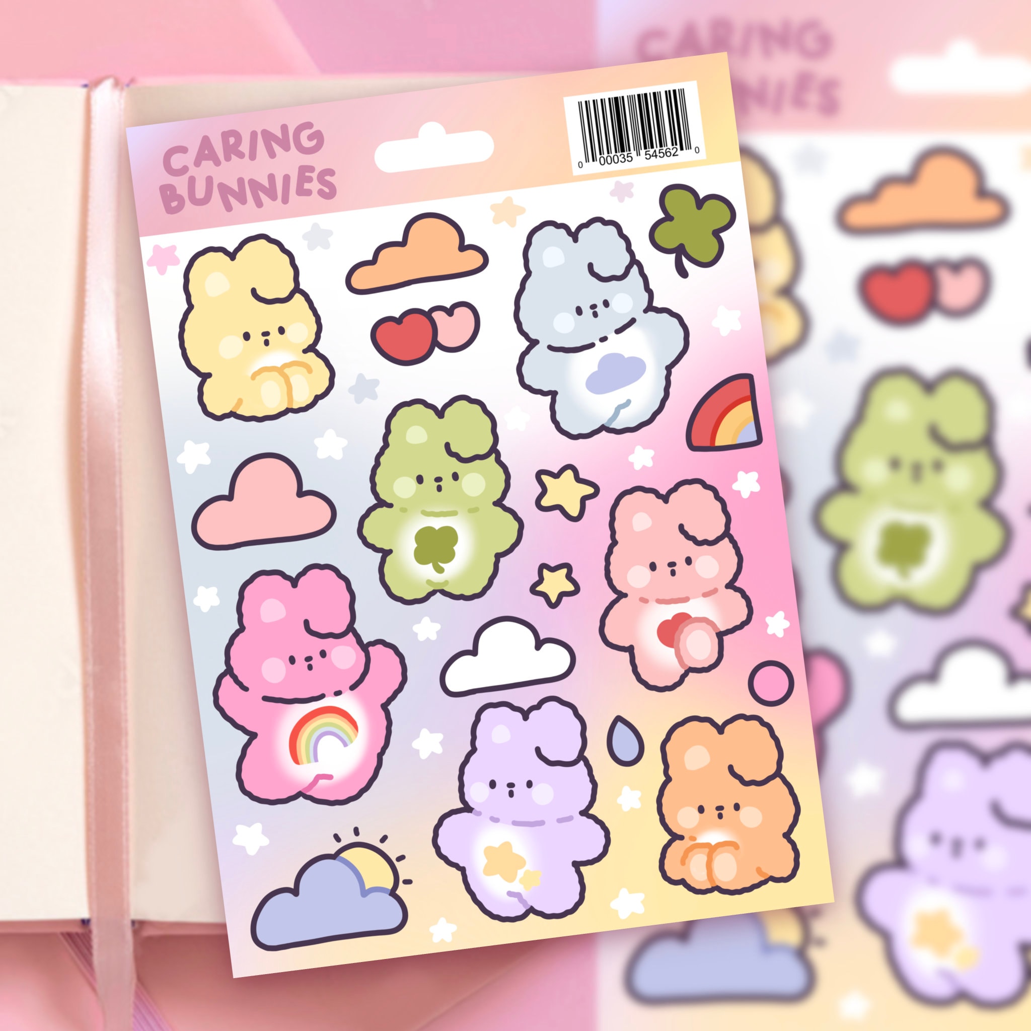 3 cute kawaii korean duck bear rabbit postcards scrapbook stationery  stickers