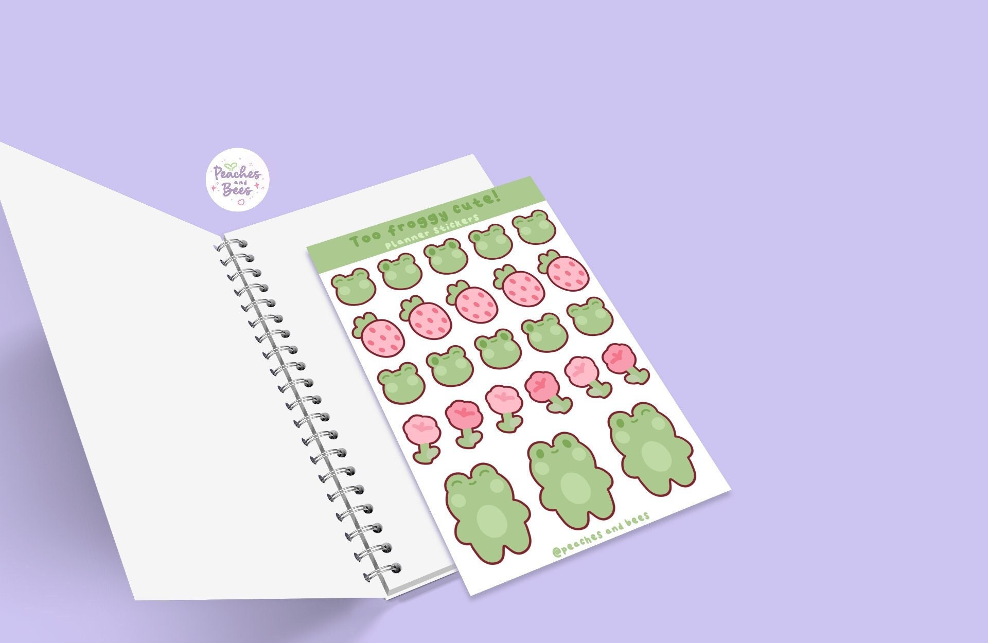 Froggy Sticker Bundle/ Cute Frog Stickers/ Cottagecore Kawaii Style Journal  and Planner Stickers, Aesthetic Illustration, Cute Kawaii Frog 