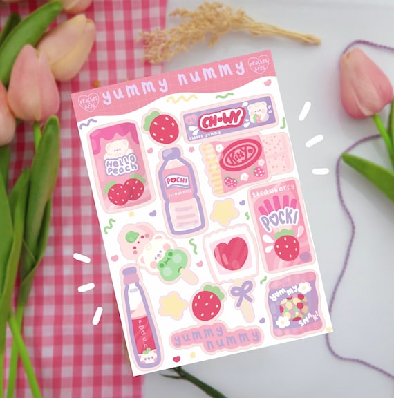 Strawberry Treats Sakura Asian Snack Sticker Sheet/cute Japanese Inspired Kawaii  Journal and Planner Stickers, Aesthetic Illustration 