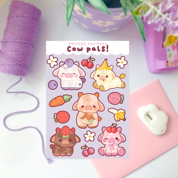 Mushroom Cow Matte Vinyl Sticker Kawaii Stickers Cute Decal Cut 