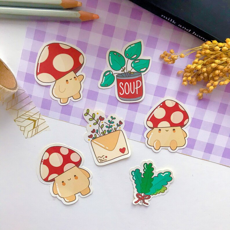 Cottagecore mushroom sticker pack cute aesthetic plant Etsy