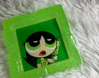 Buttercup PowerPuff Girl Glitter Ashtray
