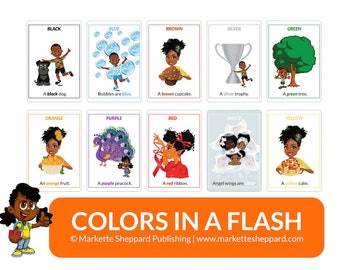 Colors In A Flash! Printable African-American Flash Cards | Preschool learning | Activity sheets | Tracing | Handwriting