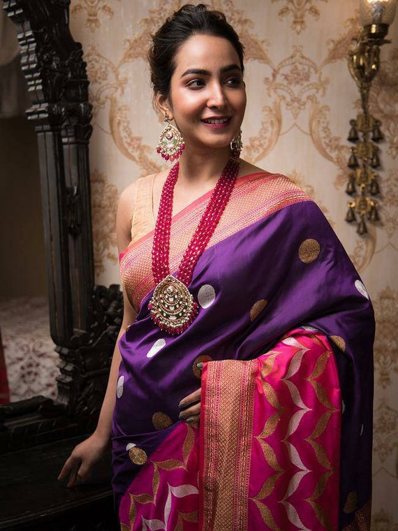 SOFT LICHI SILK Saree with beautiful rich Pallu /& jacquard work on all over the saree women saree,Indian saree,wedding saree