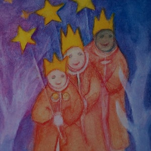 Postcard Seasonal Card Art Card Children&#39;s Card Star Singers