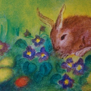 Postkarte Jahreszeitenkarte Kunstkarte Ostern Frühling Osterhase
