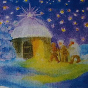 Postkarte Jahreszeitenkarte Kunstkarte Weihnachtskarte Anbetung der Hirten