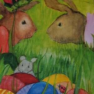 Postkarte Jahreszeitenkarte Kunstkarte Eva-Maris Ott-Heidmann Osterhase