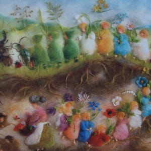 Postkarte Jahreszeitenkarte Kunstkarte Wurzelkinder im Frühling
