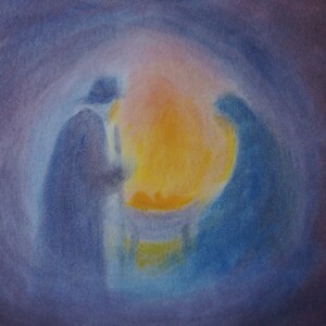 Postkarte Jahreszeitenkarte Kunstkarte Maria und Josef in der Grotte