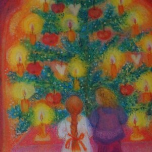 Postkarte Jahreszeitenkarte Kunstkarte Weihnachtsbaum