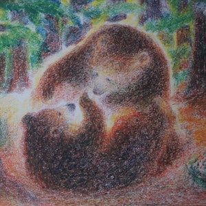 Postkarte Jahreszeitenkarte Kunstkarte Bären