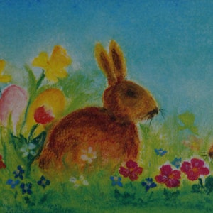 Postkarte Jahreszeitenkarte Kunstkarte The Easter bunny Osterhase