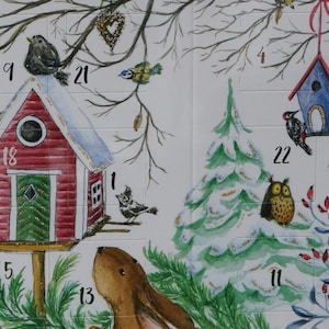Adventskalender leuchtend Vogelhäuser Gisela Herberger Adventskalender Aufstellen Briefkarte zum Verschicken mit Kuvert Waldorf Nostalgie