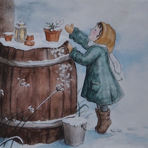 Postkarte Jahreszeitenkarte Kunstkarte Winter Christrose im Garten