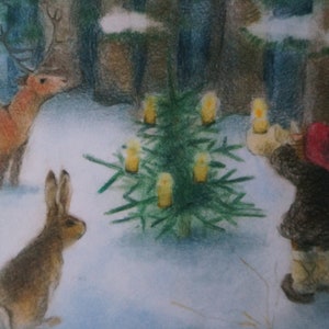 Postkarte Jahreszeitenkarte Kunstkarte Kinderkarte Waldweihnacht