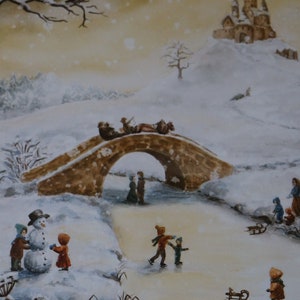 Postkarte Jahreszeitenkarte Kunstkarte Winter Winterfreude