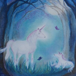 Postkarte Jahreszeitenkarte Kunstkarte Einhorn