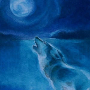 Postkarte Jahreszeitenkarte Kunstkarte Wolf