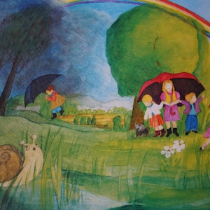Postkarte Jahreszeitenkarte Kunstkarte Eva-Maris Ott-Heidmann Regenbogen