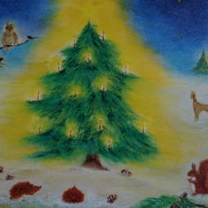 Postkarte Jahreszeitenkarte Kunstkarte Christmas in the forest