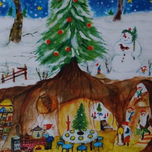 Postkarte Jahreszeitenkarte Weihnachtszwerge