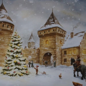 Postkarte Jahreszeitenkarte Kunstkarte Weihnachtskarte Weihnachten vor langer Zeit