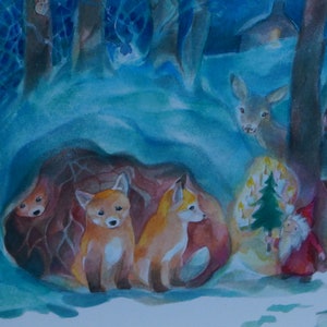 Postkarte Jahreszeitenkarte Kunstkarte Weihnachten Weihnachten im Wald