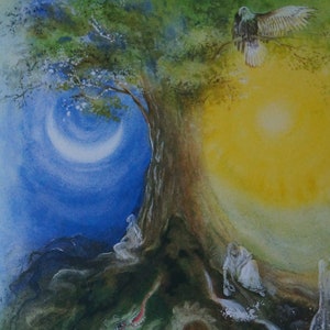 Postkarte Jahreszeitenkarte Weltenesche Yggdrasil