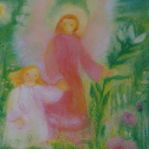 Postkarte Jahreszeitenkarte Schutzengel Engel Kunstkarte
