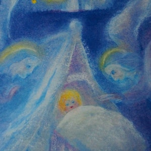 Postkarte Jahreszeitenkarte Schutzengel Engel Kunstkarte