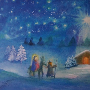 Postkarte Jahreszeitenkarte Kunstkarte Kinderkarte Zum Stall von Bethlehem