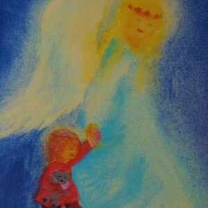 Postkarte Jahreszeitenkarte Schutzengel Engel Kunstkarte