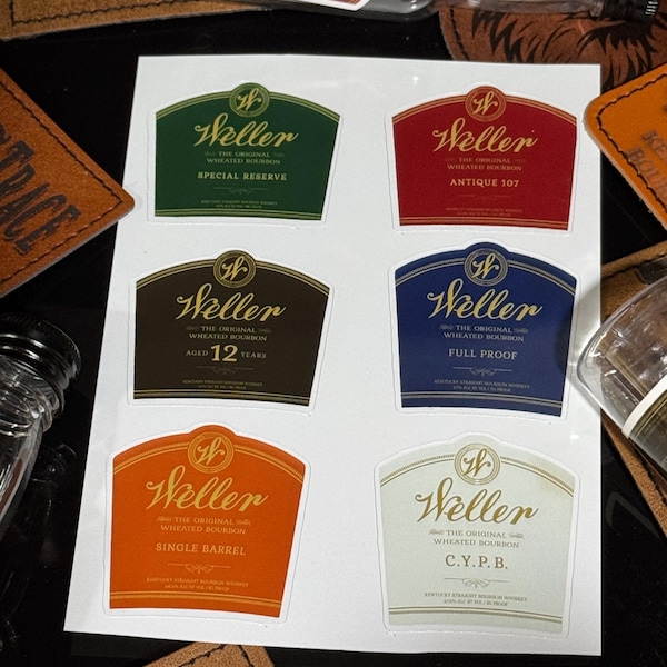 Weller Bourbon Vinyl Stickers: Tasting Kit Bottle Labels