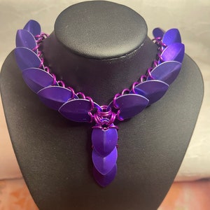 Purple Dragon Scale Choker Chainmail Necklace
