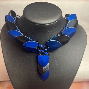 Blue Black Dragon Scale Choker Chainmail Necklace