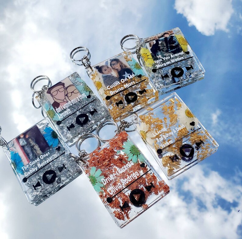Album Cover keychain Resin flower Album Keychains Custom Etsy