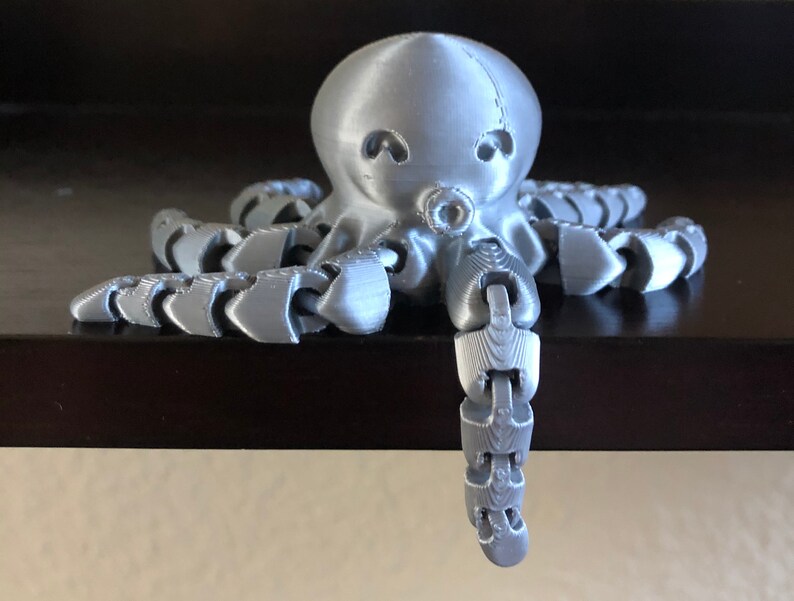 NEW 3D Printed Articulated Octopus Toy Fidget Silver Red | Etsy