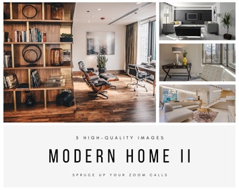 Zoom Backgrounds – Modern Home Pack II – 5 Backdrop Images for Online Zoom Meetings