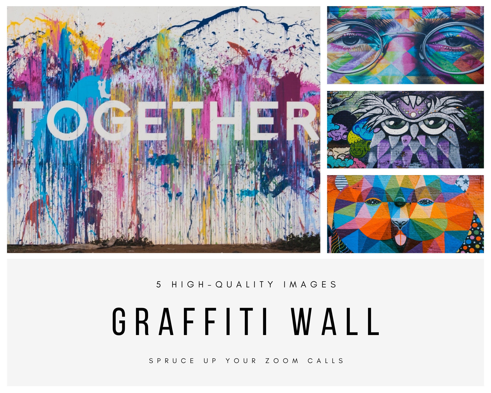 Zoom Backgrounds Graffiti Wall 5 Backdrop Images for Online Zoom