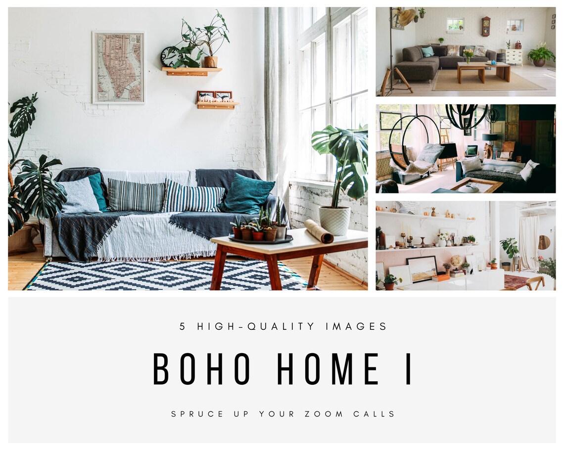 Zoom Backgrounds Boho Home Pack I 5 Backdrop Images for Online Zoom
