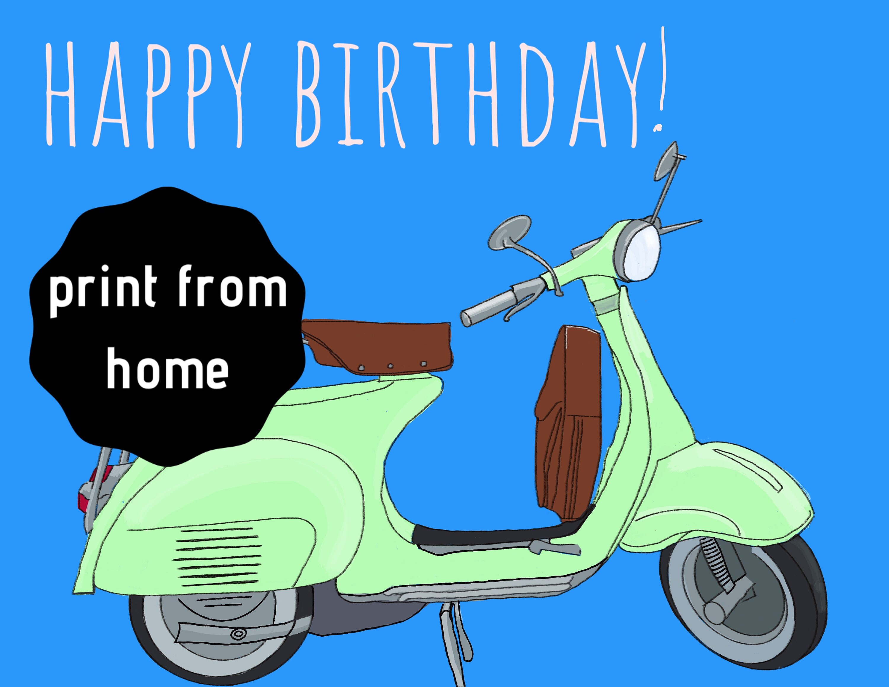 Vintage Vespa Birthday Card Etsy