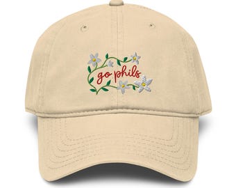 Go Phils Floral Embroidered Baseball Cap