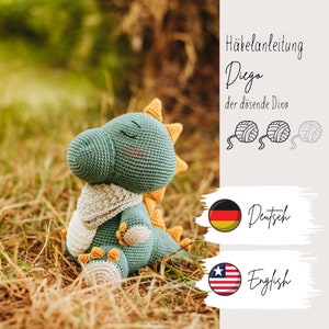 Diego the Dozing Dino | Crochet Stuffed Animal | Music Box | For Kids | Gift | Crochet Pattern German & English PDF