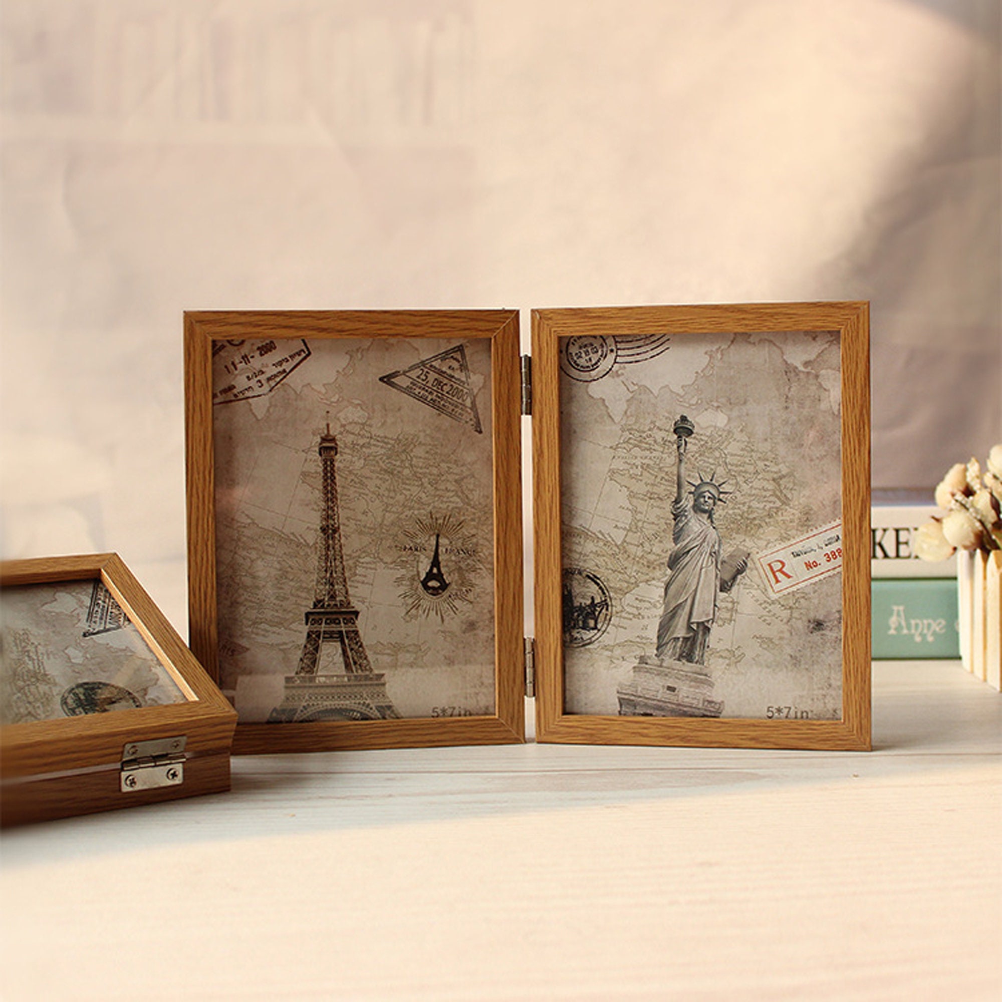 Tabletop Picture Framesfolding Doublesided Glass Photo Frame Etsy UK
