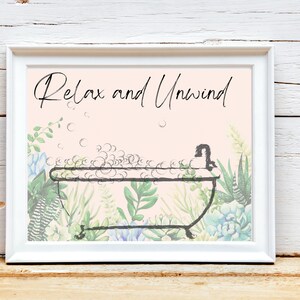 Badezimmer Dekor, Badewannen Kunst, digitaler Download, entspannen und entspannen Boho rustikales Badezimmer Dekor
